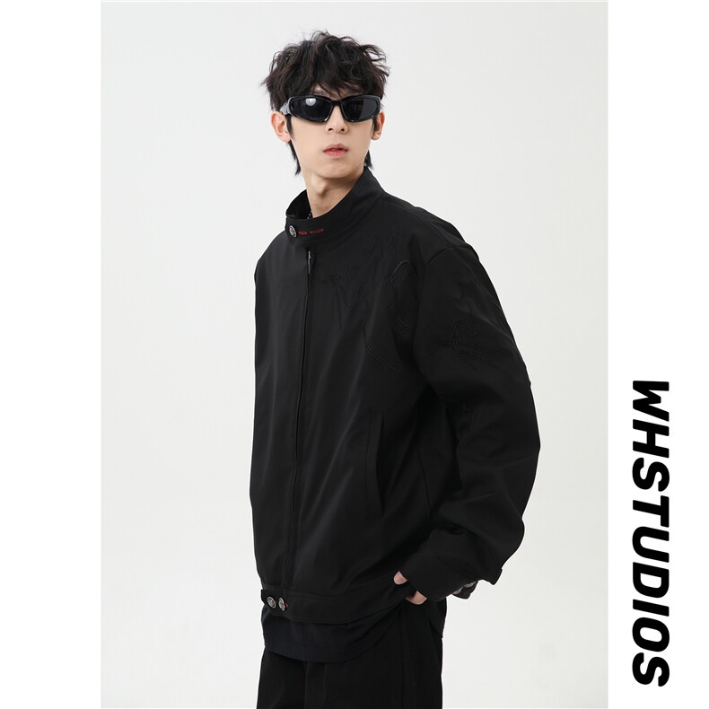 春季新款港风美式提花刺绣痞帅立领夹克男XZ213-JK1000-P88控118,男装夹克,星座213