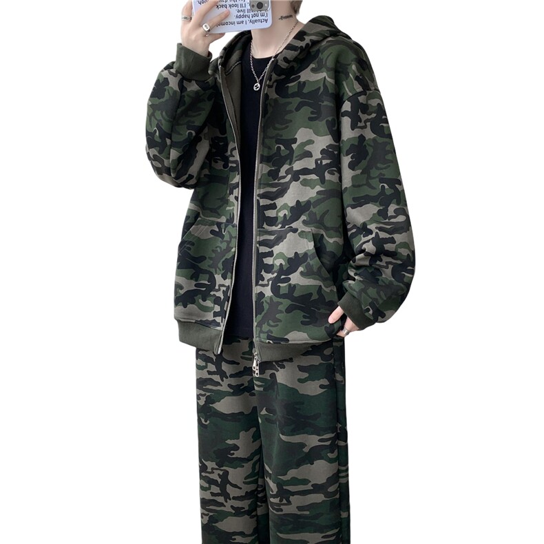 25秋季打工人卫衣卫裤棉街头时尚重磅迷彩套装TZ01/P108,男装休闲套装,电商B318