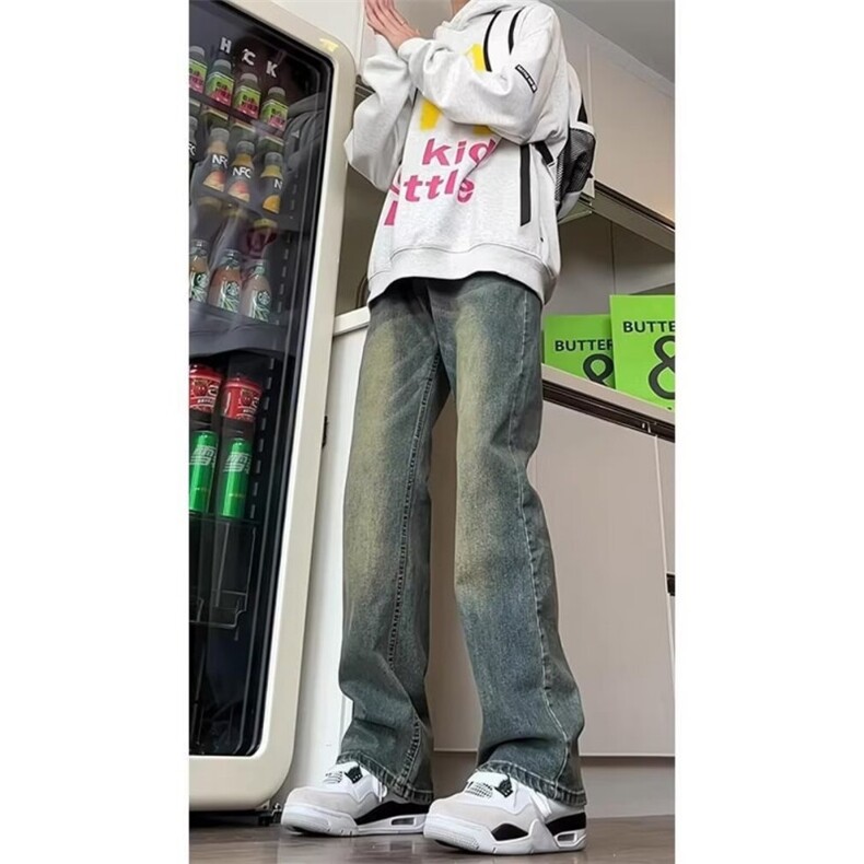 高街水洗做旧牛仔裤男春秋显瘦直筒裤vibe百搭直筒裤子LM2026-P45,男装牛仔裤,星座1008