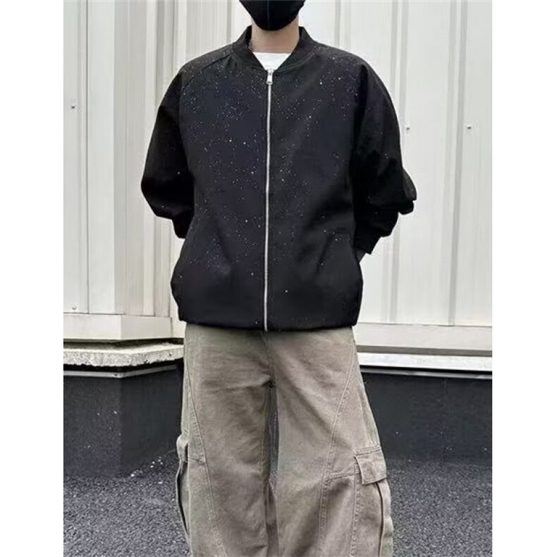 简约流行新款潮流原宿气质满天星黑色防水双层夹克慵懒时尚JMX0,男装夹克,星座1116A（原606A-3）