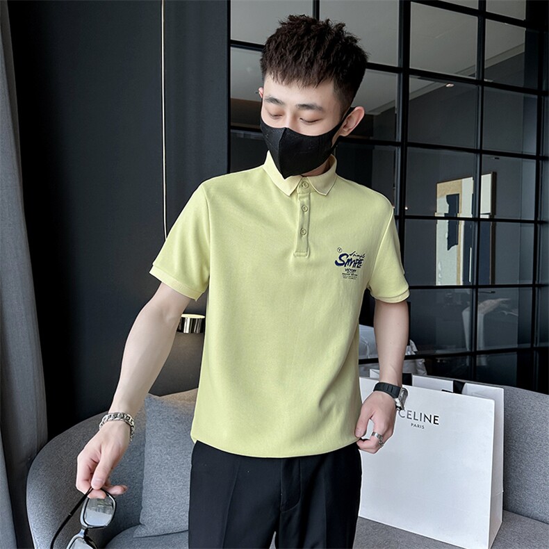 精神小伙2025夏季新款男士翻领商务Polo衫短袖印花t恤男C208-8888图片