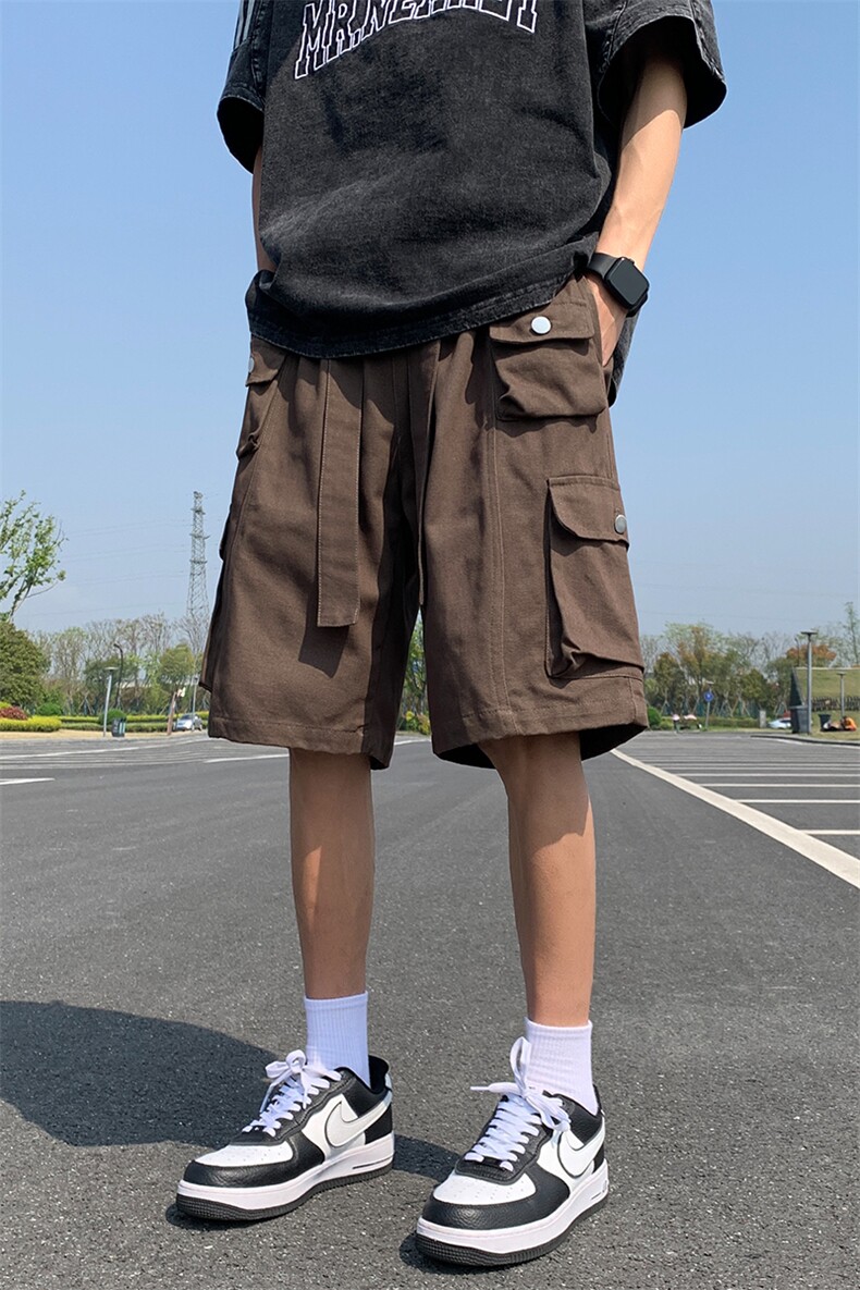 港风大码宽松多口袋工装裤休闲裤短裤五分裤A014-DY2356-P60控78,男装牛仔裤,电商A014