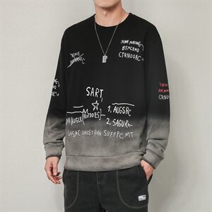 2021春秋季新款男士卫衣潮流宽松休闲上衣服渐变色外套秋装DF17T图片