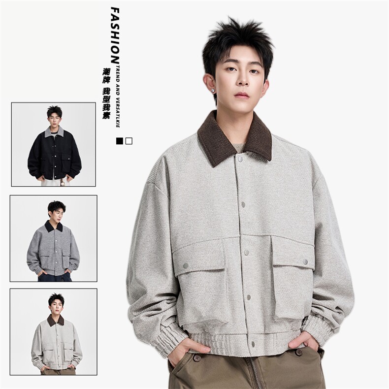 翻领工装外套2026春季新款时尚百搭宽松休闲夹克潮流JS5613-P100,男装夹克,星座610（原A335）