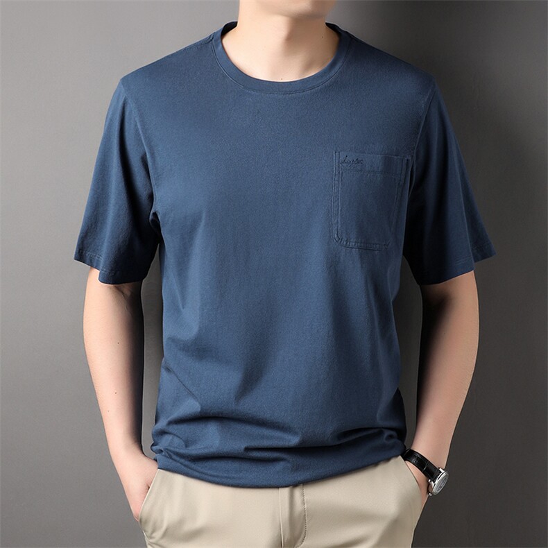 男式夏季新款中老年T恤男短袖圆领商务休闲体恤Polo衫，男装T恤，电商B360