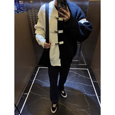 不规则小众设计高级感撞色拼接毛衣针织开衫外套MY558特P75，男装针织衫/毛衣，星座908-1