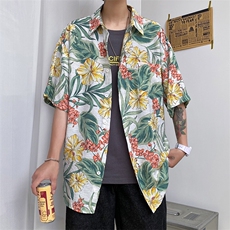 2023夏季男士休闲宽松衬衫青年花色9色衬衣TZ001-1-P25，男装衬衫，电商A128