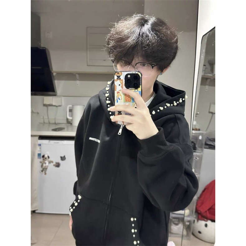 纯棉钉珠刺绣双拉链卫衣ZW0133-常规特批50加绒特批55,男装卫衣,星座313A(原308A-2)