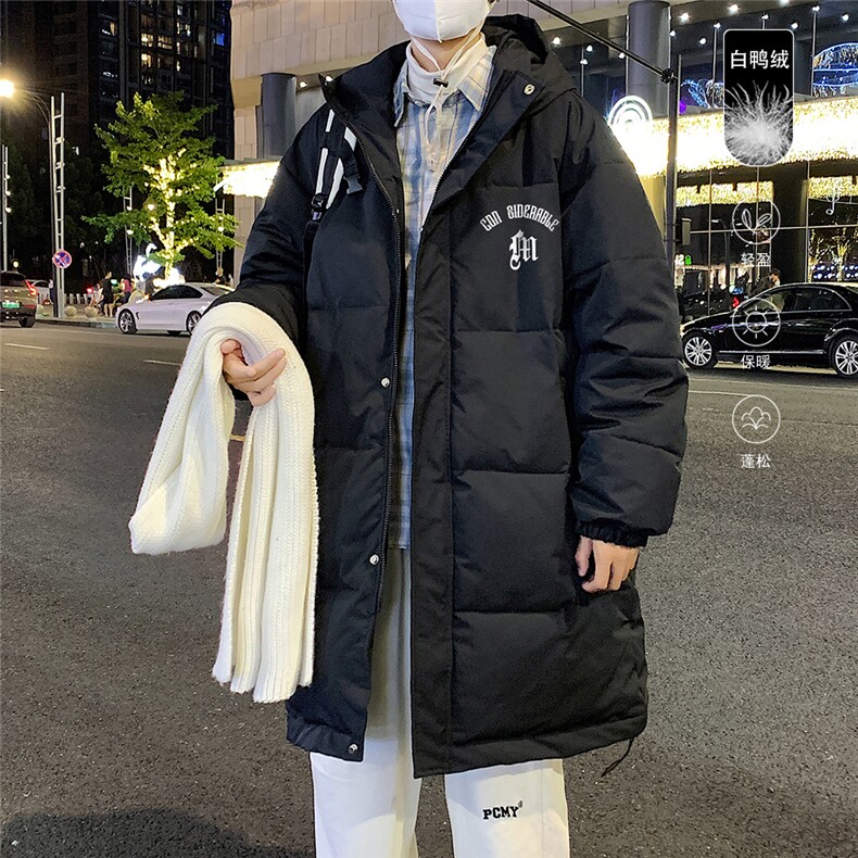 港风冬季新款长款连帽白鸭绒羽绒服男潮宽松YR6164P285控358，男装羽绒服，电商A268A