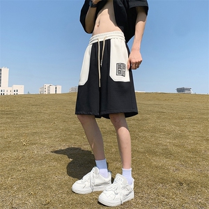 抖音品质50棉刺绣撞色短裤五分裤休闲运动裤313A-1-NK120-P45控58图片