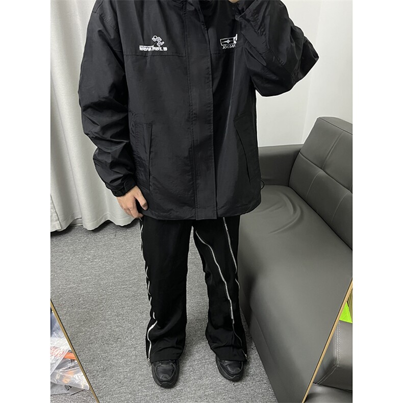 B221 美式ins高街暗黑小众长拉链休闲微喇西裤 LK23096-P70 控98图片