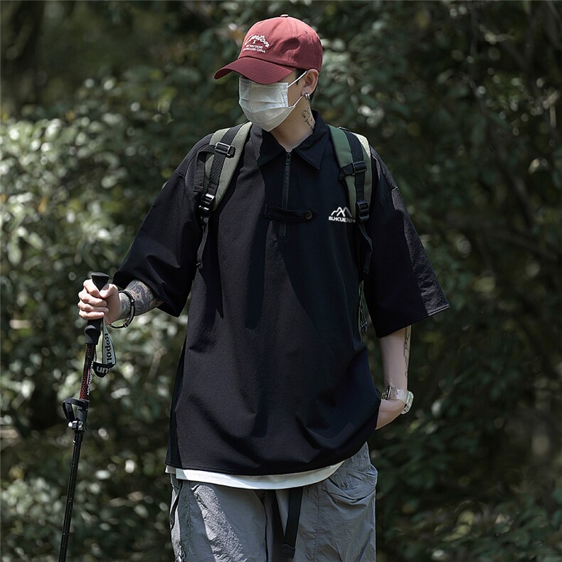 夏季新款山系半拉链polo衫短袖 XZ604-PL100-P55控68图片