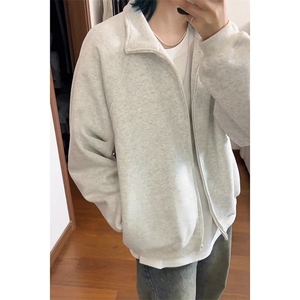 W10281-P50 网图现货 cleanfit纯色重磅立领拉链开衫运动休闲卫衣图片