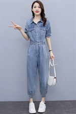 天丝牛仔连体裤女薄款2025夏季新款时尚洋气减龄小个子工装连衣裤，女装连体裤，微微衣阁