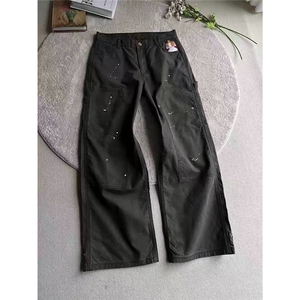 水洗纯棉大口袋工装裤男款褶皱伞兵裤子宽松休闲长裤MKA407 P63图片