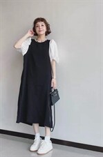 夏季新款欧货洋气拼接泡泡袖连衣裙，女装连衣裙，L·H·X