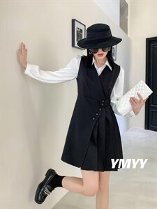 现货秋装新款衬衣连衣裙两件套图片