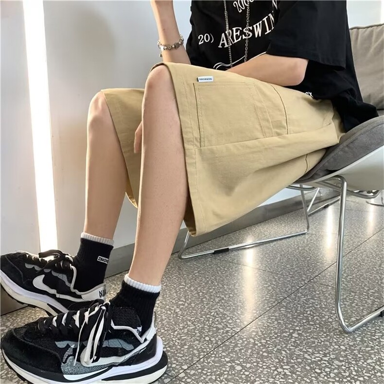 23夏季工装短裤男ins潮流简约裤子高街宽松阔腿五分裤DK731-P29,男装休闲裤,星座1109-3