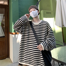 条纹毛衣男春秋日系复古圆领针织衫高街潮牌毛线衣外套M541-P28，男装针织衫/毛衣，星座512-2
