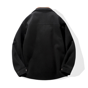 【精品】秋冬毛呢夹克男外套男假两件大码轻熟JLJ-209批115白底D图片