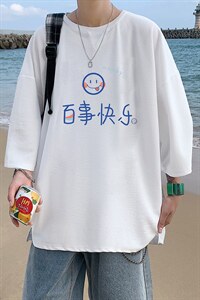 Q11183-P30 春夏季七分袖t恤男大码五分袖男短袖中袖图片
