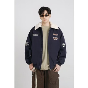 MA758-P76网图大牛津复合全刺绣摇粒绒领口情侣棉衣棒球服图片