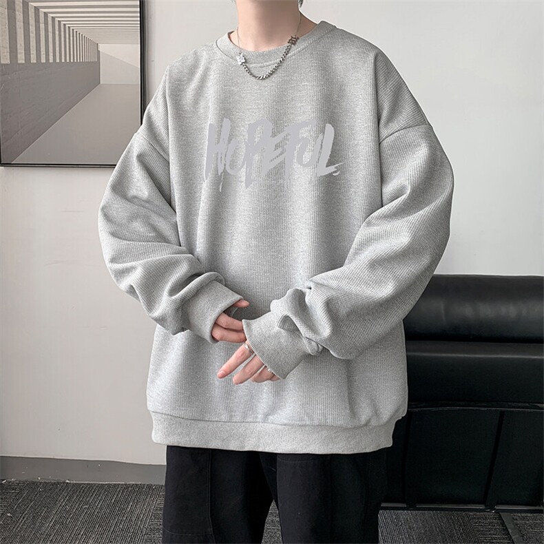 5XL华夫格卫衣男大码胖子圆领长袖t恤HW76425-P30,男装T恤,电商A040