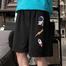 MK37165-P15冰丝短裤男士大码宽松休闲五分裤男运动中裤港风，男装休闲裤，电商A040