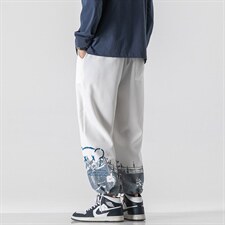 日系2024秋冬卡通印花宽松抽绳束脚运动休闲潮牌裤子2114-P40控69,男装休闲裤,星座914-3