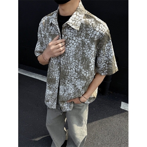 现货！夏季古着莽纹短袖衬衫男抖音得物可送样-EX50555-特P30图片