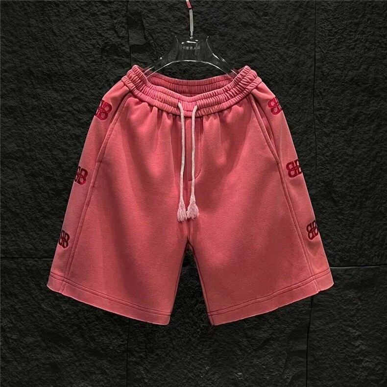 重工刺绣水洗男女同款短裤新纯色夏季五分裤情侣款536-TP66图片