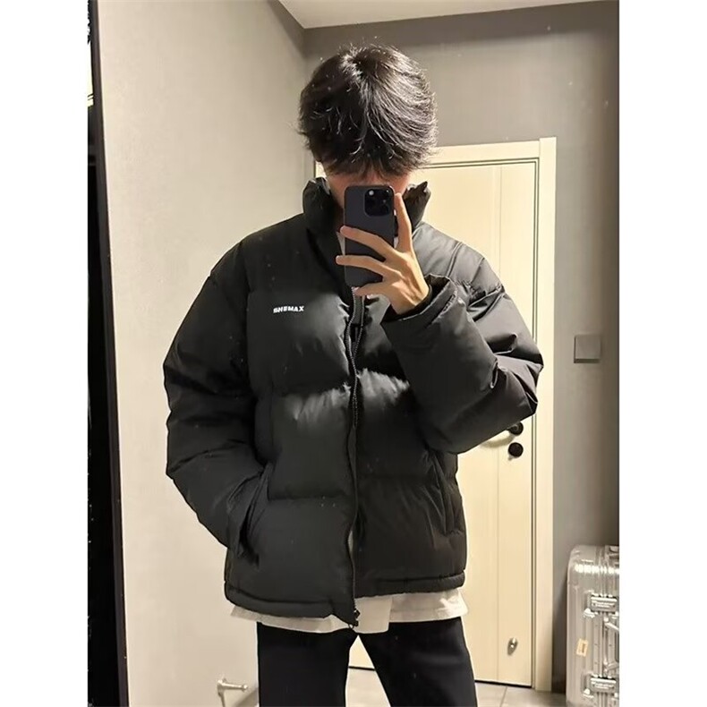 cleanfit纯黑色美式防寒棉服男女冬季加厚外套轻薄百搭立领面包服,男装棉衣,星座1008