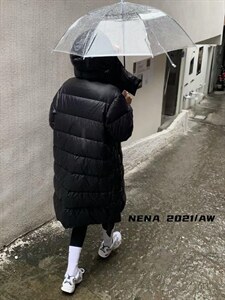 韩版编织长款羽绒服图片
