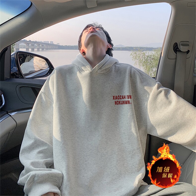 抖音得物供货可提供视频秋冬重磅美式宽松连帽卫衣WKD29,男装卫衣,电商A486