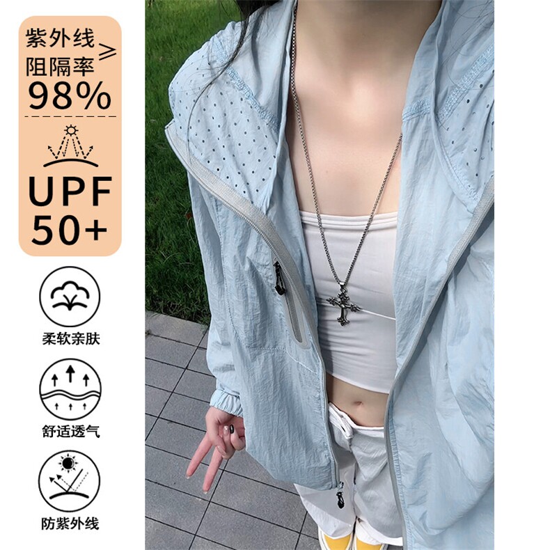 特批P55无差价UPF50+激光冲孔撞色连帽大码潮流速干防晒衣男J5221,男装夹克,电商A001
