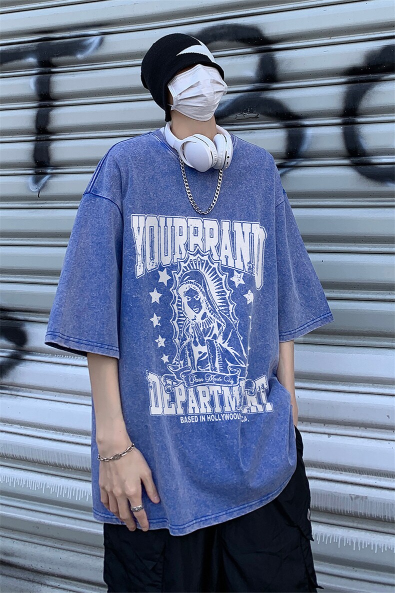 复古水洗做旧夏美式印花半袖高街重磅短袖T恤XZ514-2-1302-P38,男装T恤,星座514-2(原B239)