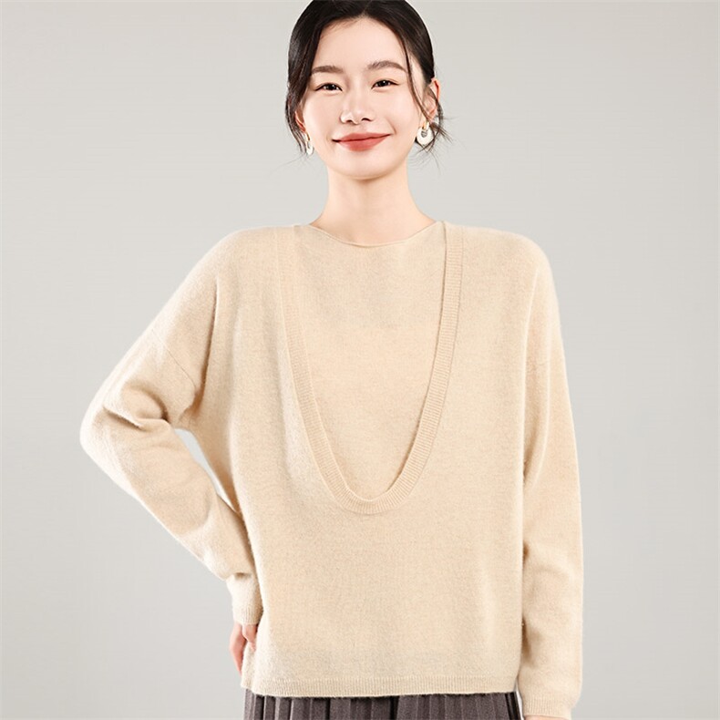 35%羊绒衫秋冬季新款舒适时尚百搭宽松女式羊绒两件套,女装羊绒衫,琳尚羊绒