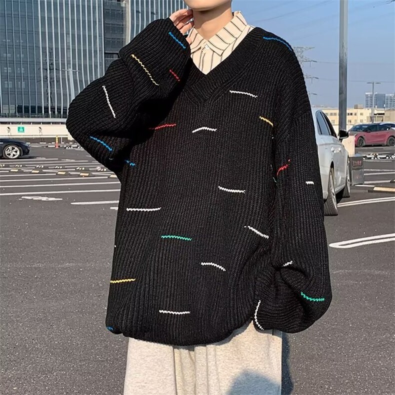 彩虹毛衣男款秋冬季新款时尚慵懒风装保暖休闲针织衫上衣M7070,男装针织衫/毛衣,星座1116A-1（原606A）
