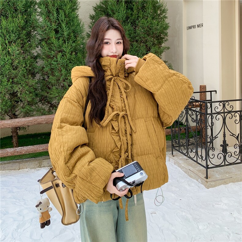 肌理感短款羽绒服女2025秋冬新款韩版轻薄小个子加厚面包服外套,女装羽绒服,2C327