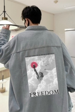 牛仔夹克男大码牛仔外套男茄克NJ77326-P60加绒款-P75，男装夹克，电商A040