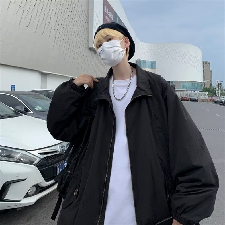 日系复古户外冲锋衣外套纯色情侣夹克ins潮防晒服男W3604-P52,男装夹克,星座512-2
