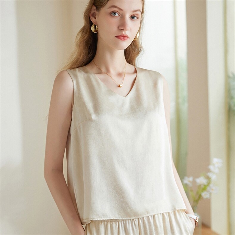 简约休闲居家纯色质感无袖背心，女装背心吊带，澳冬特羊绒