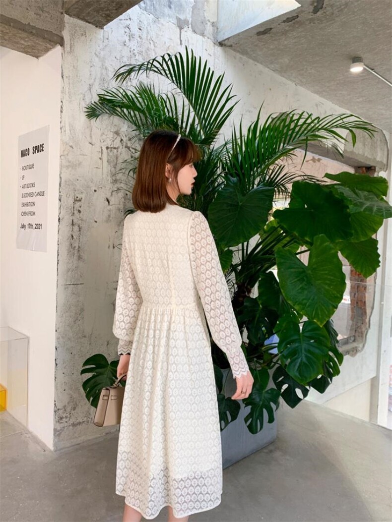 秋季新款韩版时尚修身显瘦气质高雅淑女连衣裙，女装连衣裙，荷塘月色