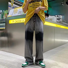 美式vibe风裤子ins高街潮牌扎染牛仔裤男阔腿秋季直筒裤2930-p43，男装牛仔裤，星座1008-1