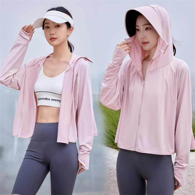 防晒衣女夏季黑胶帽檐原纱冰丝upf50防紫外线薄款防晒服,女装防晒衣,韩蔻秀