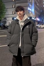 外景冬季加厚面包服男宽松保暖棉衣深灰大码立领外套MF00376/P90，男装棉衣，电商B316