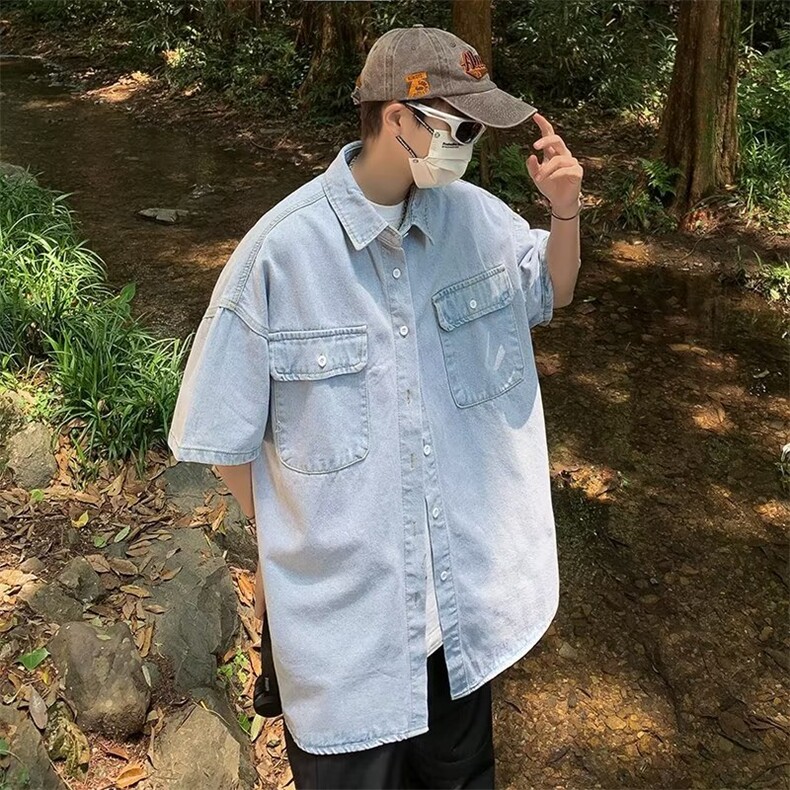 夏季新款衬衫潮流慵懒男方领衬衫P48,男装衬衫,星座1116-2