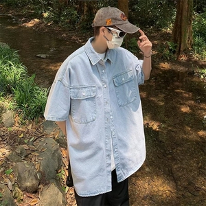 夏季新款衬衫潮流慵懒男方领衬衫 P48图片