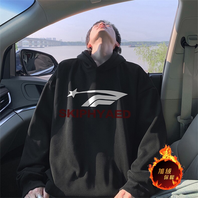 抖音得物供货可提供视频秋冬重磅美式宽松连帽卫衣WKD36,男装卫衣,电商A486