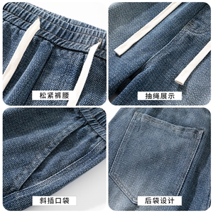 夏季做旧星空纹渐变牛仔短裤男百搭潮流宽松休闲短裤子D3#-P40图片
